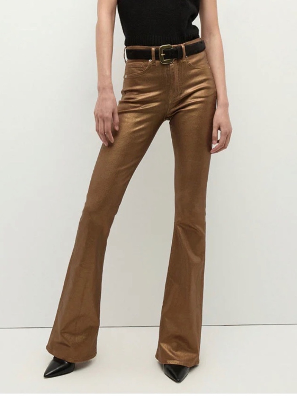 NWT Veronica Beard Beverly Metallic Skinny-Flare Jean